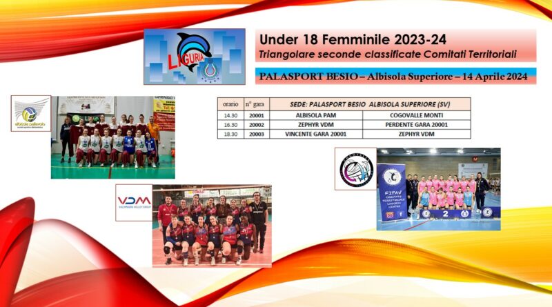 Fase Regionale Campionati Giovanili 2024 – Triangolare seconde territoriali Under 18 femminile (Albisola 14 Aprile 2024)